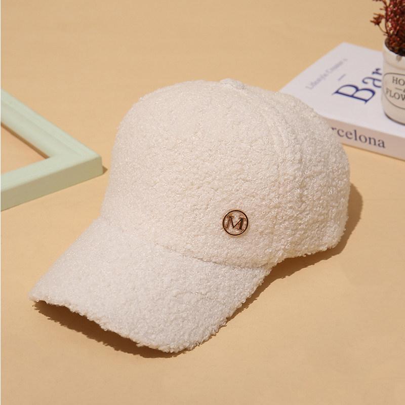 Women's baseball cap, student style, fleece-lined, thickened cap