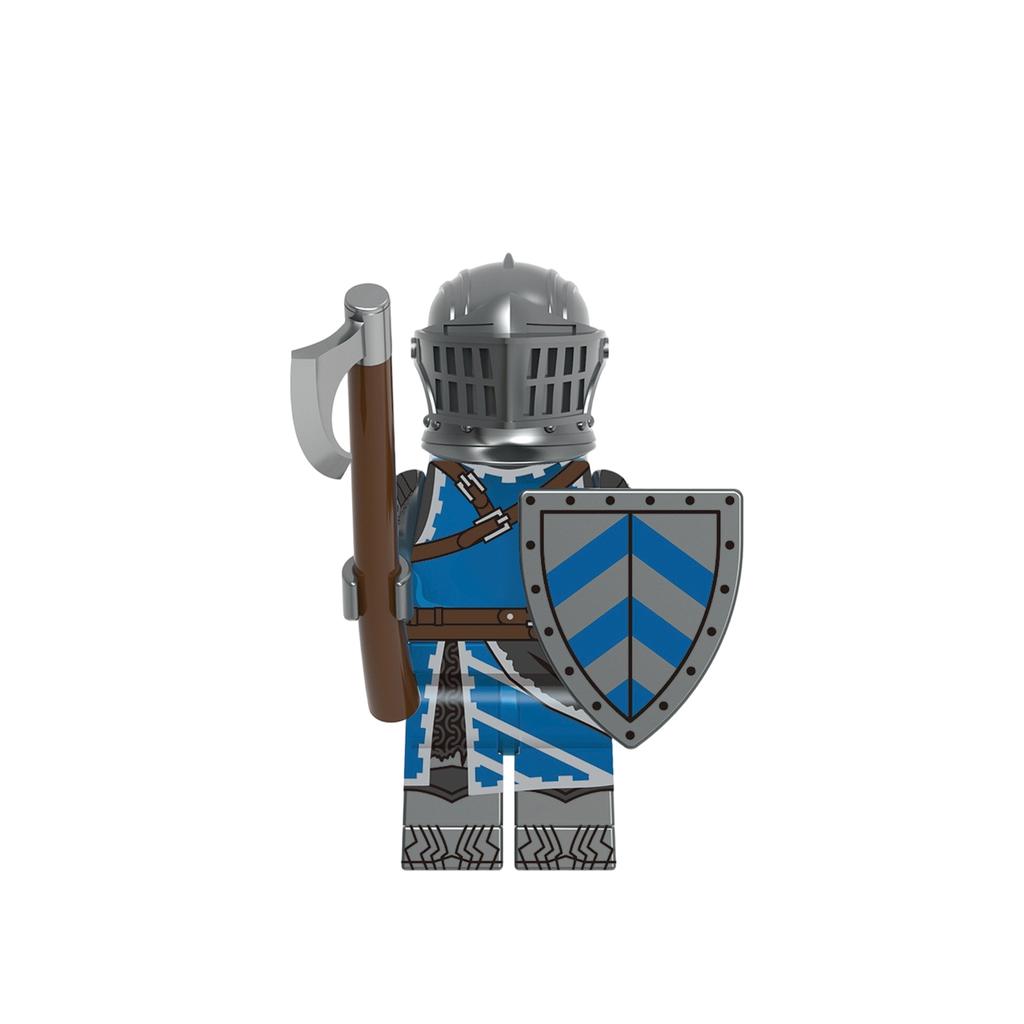 Medieval Knight Assembly Building Block Figure with Sword and Shield Compatible Construction Toy for Creative Play and Collection