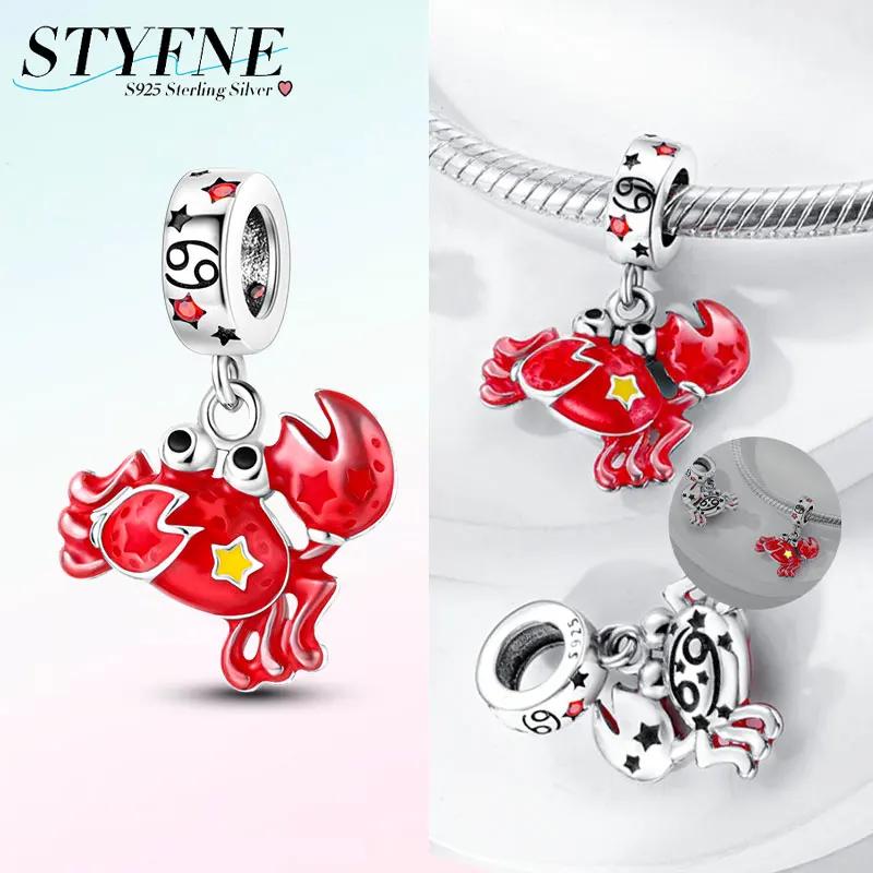 Blue Crab Red Lobster Charms Original Copper Charms Beads Pendant For Women Fine Diy Bracelet Jewelry Gifts