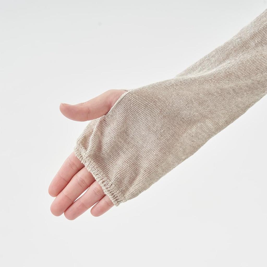 Kurashikinu Linen Silk Arm Loose Fit Summer Knit Long Made with Natural UV Sun Arm Made In Open Air Cold Protection Open-Toe & Covers, Gloves, Silk,