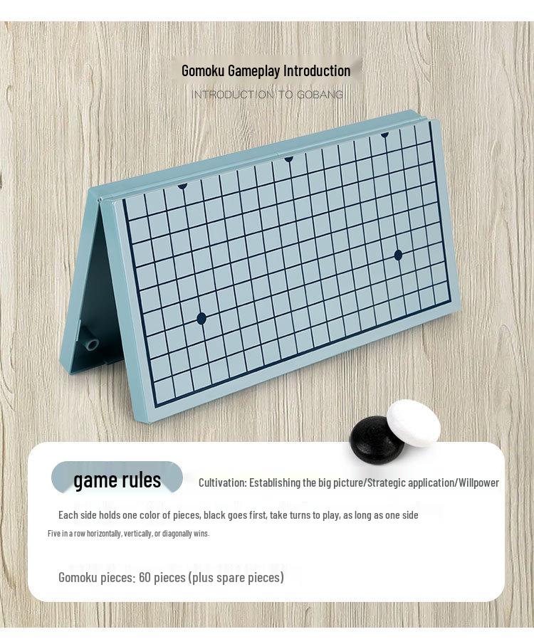 Five-in-a-Row Folding Educational Board Game for Kids: Tabletop Chess, Checkers, Flying Chess, and Go.