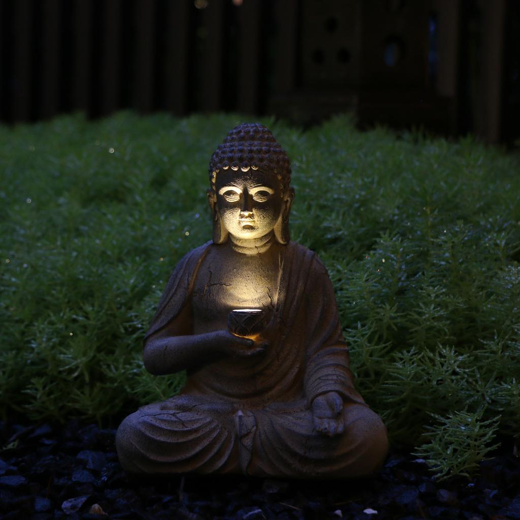 Zen-Inspired Solar-Powered Buddha Statue with Light - Resin Garden & Entryway Decor, Outdoor Ornament