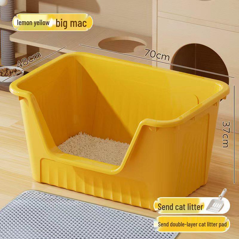 Extra Large Odor-Proof Anti-Splash Cat Litter Box and Open Pet Poop Tray