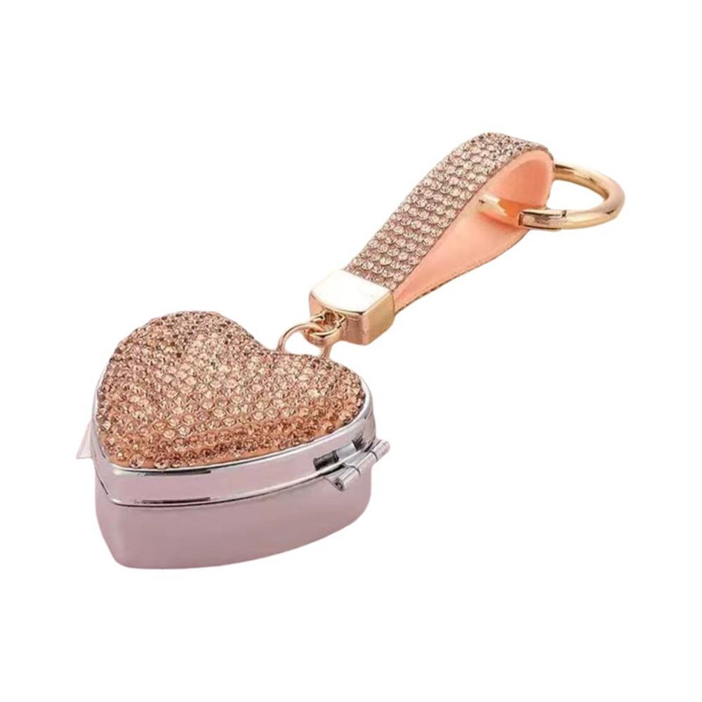 Portable Mini Pill Case Shining Bling Bling Key Pendant Compact Bag Hanging Ornaments Car Hanging
