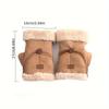 Women's suede gloves, warm thickened half finger, button closure, knitted ski gloves for women, winter sports equipment