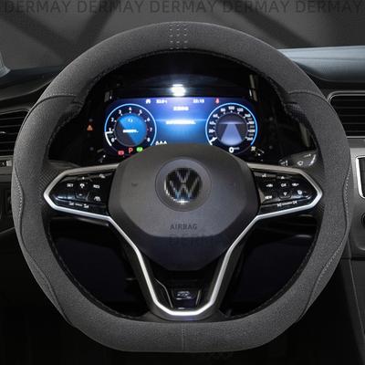 DERMAY Car Steering Wheel Cover Leather Suede for Volkswagen VW Golf 8 MK8 VIII Golf R Gti 2022 Auto Accesorios