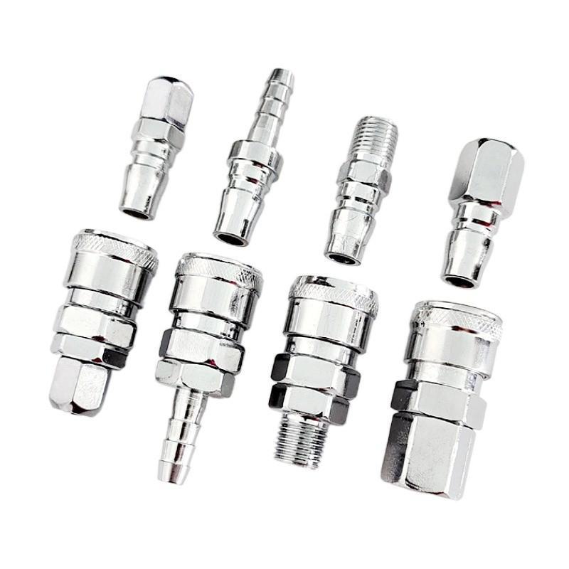 8mm Air Pipe Pneumatic C-Type Quick Connector with Long Tail, 4-Point External, 2-Point Internal Thread, Male & Female Heads