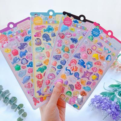 3D Marine Animal Embossed Crystal Stereo Fish Stickers 4PCS Kids' DIY Guka Supplies Decorative Decals BulingBulingStickers Store