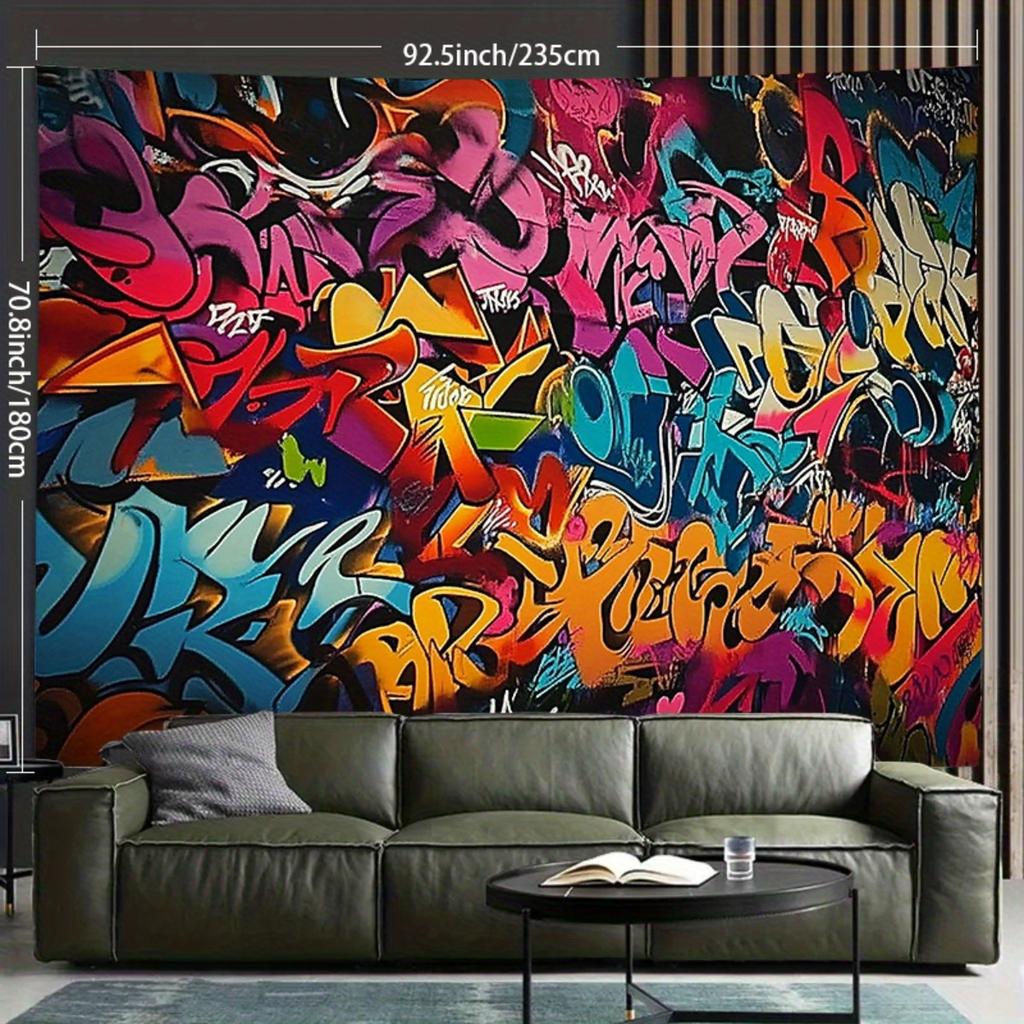 1pc 2D Graffiti Party Backdrop - Oversized Birthday Anniversary Wedding Vivid Graffiti Easy to Use Indoor/ Decor Indoor Outdoor Banner