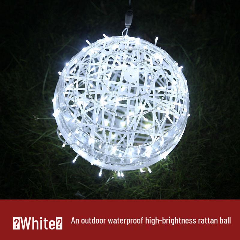 Solar-Powered Waterproof LED Rattan Ball String Lights for Outdoor Landscape and Tree Hanging