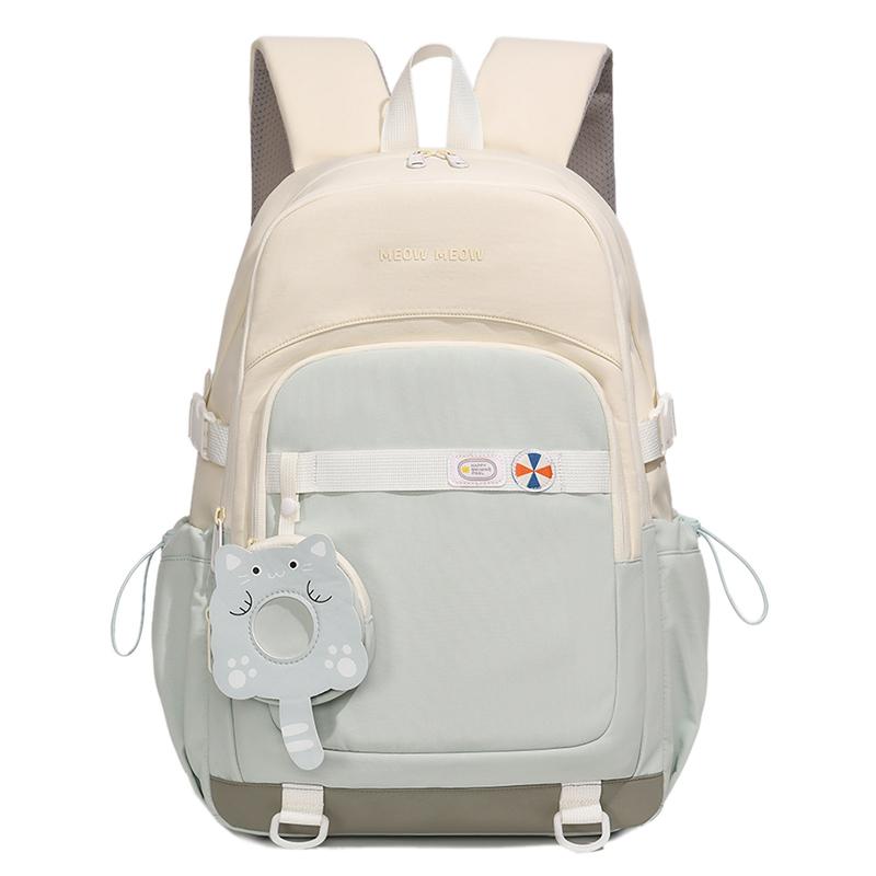Cute Pink School Backpack with Front Pocket Casual Daypack for Girls Students Daily Use