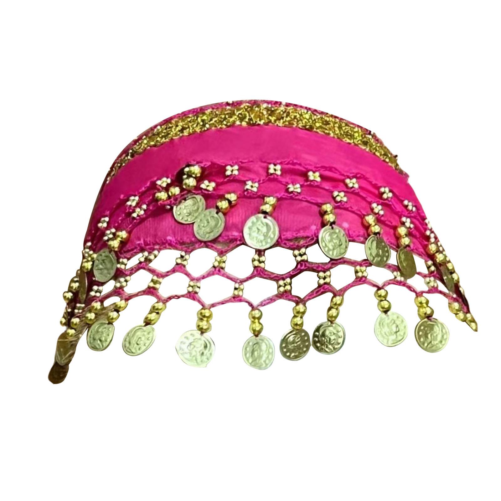 

Dog Belly Dancer Skirt Multi-Purpose Dogs Waist Wrap Decorative Dance Hip Towel for Halloween Parties Celebration Performance рожевий колір золота