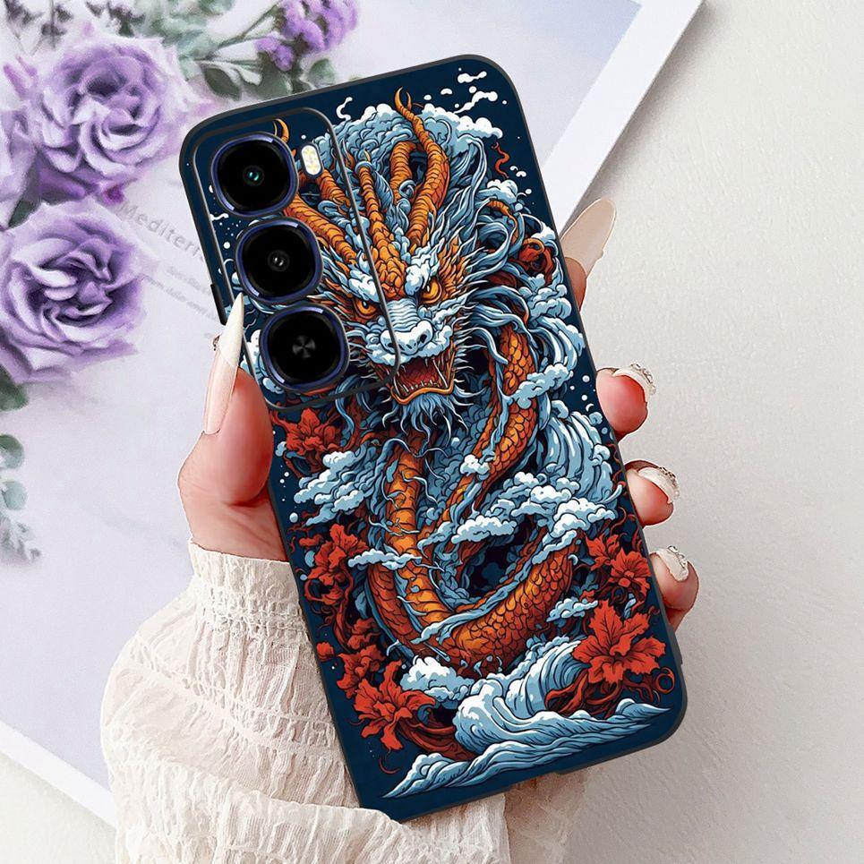 Cool Dragon Lion Tiger Cartoon 2D Printed Pattern Casing For Itel City 100 City100 Case Soft Silicone Black Back Cover Landscape