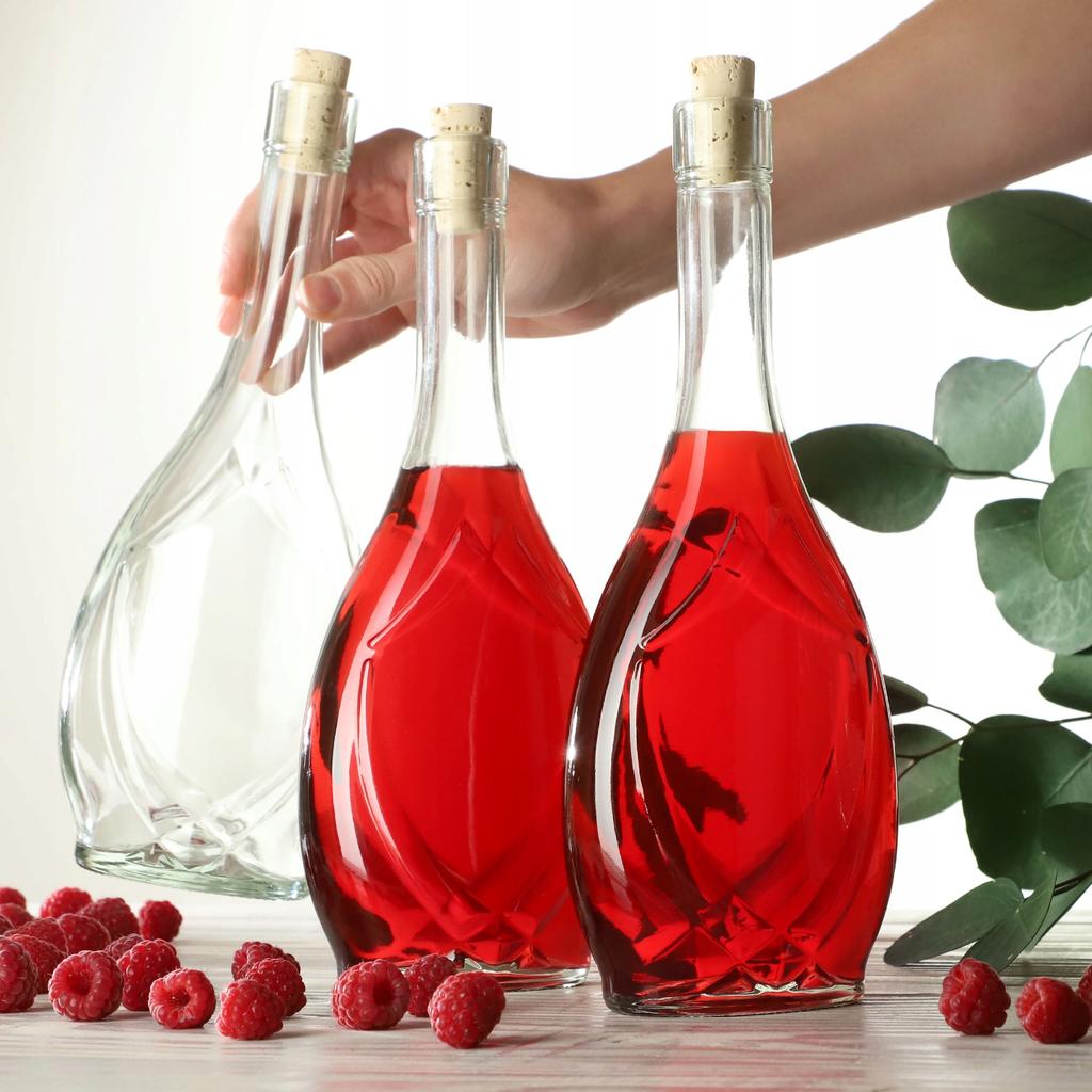 KADAX Glasflasche für Wein 500ml mit Korken Olivenöl Essig Schnaps Alkohol Likör