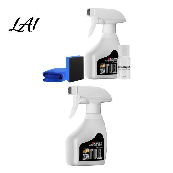Foggy Headlight Remover Car Restoration Kit with Ceramic Coating 180ml Spray Cleaner