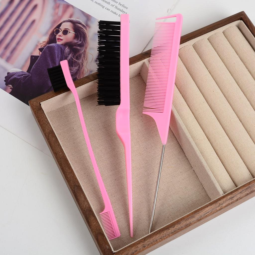 3/5Pcs Hairdressing Tools Pointed Tail Comb Dual Head Eyebrow Brush Triple Row Comb Coiler Hair Salon Styling Comb