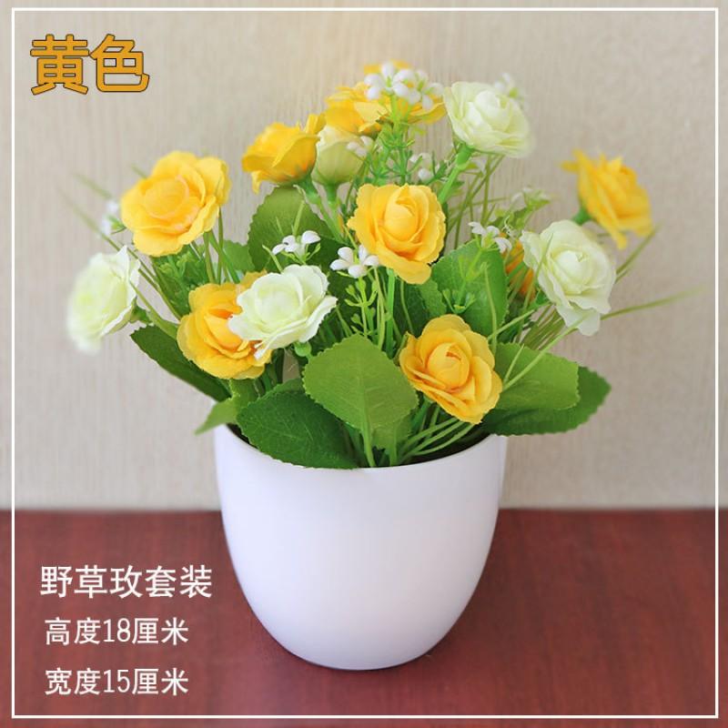 Artificial Silk Flower Potted Plant Desktop Decor Home Office Interior Styling Small Fake Floral Arrangement