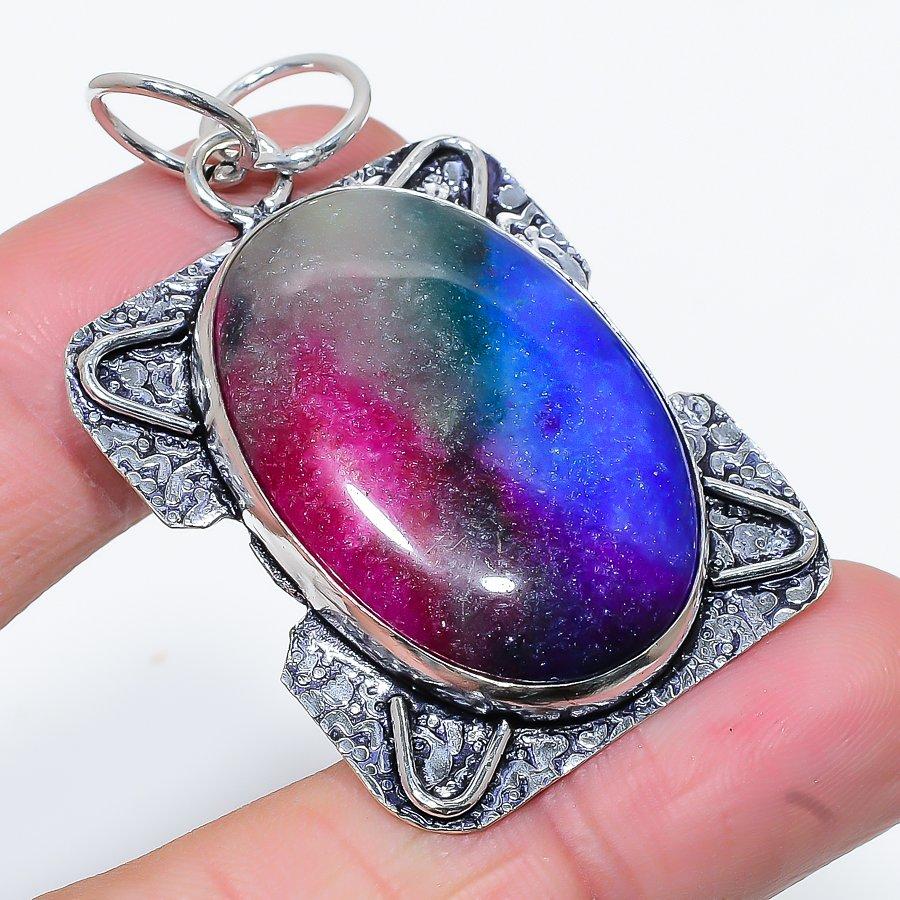 

Natural Rainbow Solar Quartz Handmade 925 Sterling Silver Pendant 2.17 Q4M61