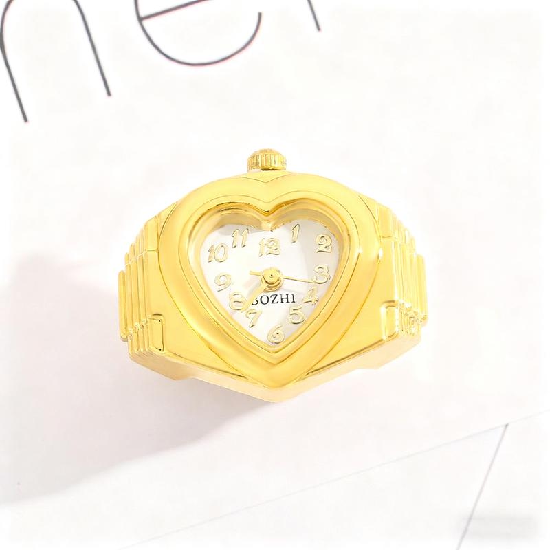 Fashion Retro 18K Gold Plated Stainless Steel Mini Finger Watch with Adjustable Elastic Strap Women's Accessories, Festiv