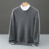 Men's Round Neck Thickened Business Pullover – 100% Australian Wool Cashmere Base Layer for Autumn/Winter.