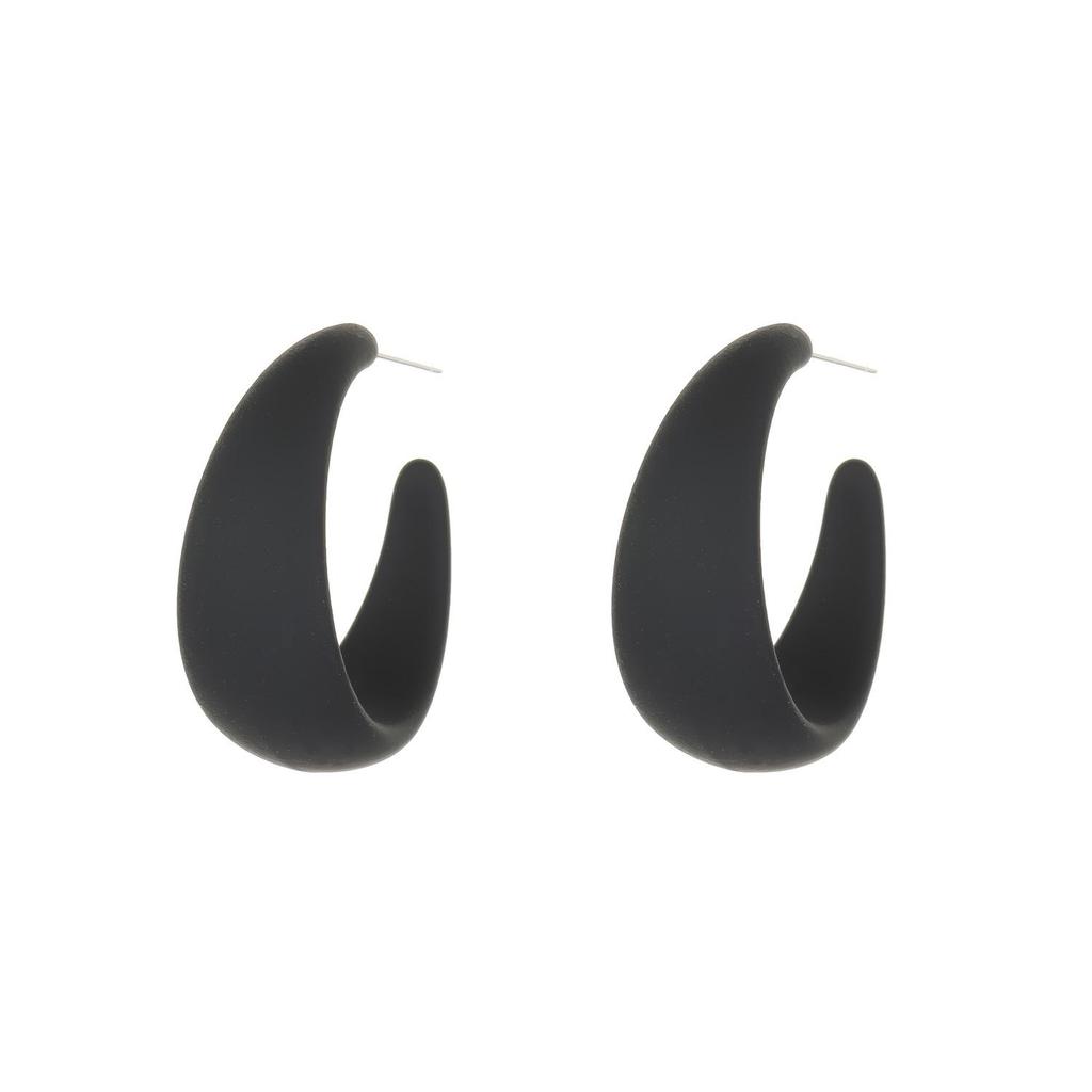 C-shaped Geometric Hoop Earrings: Candy Color Heart Dangles