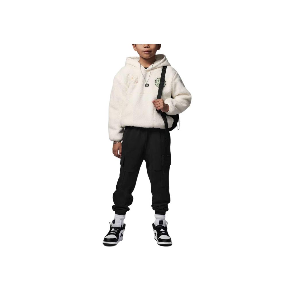 Jordan Logo Bestickter Pullover Hoodie Kinder Hoodies Elfenbein FJ5066-110