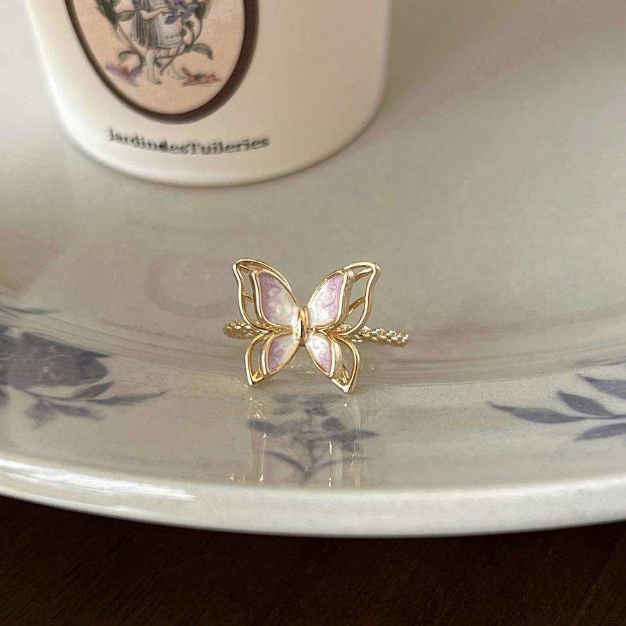 Zircon Flower Butterfly Ring 2025 Light Luxury Unique Index Finger Ring Niche Exquisite Versatile Ring