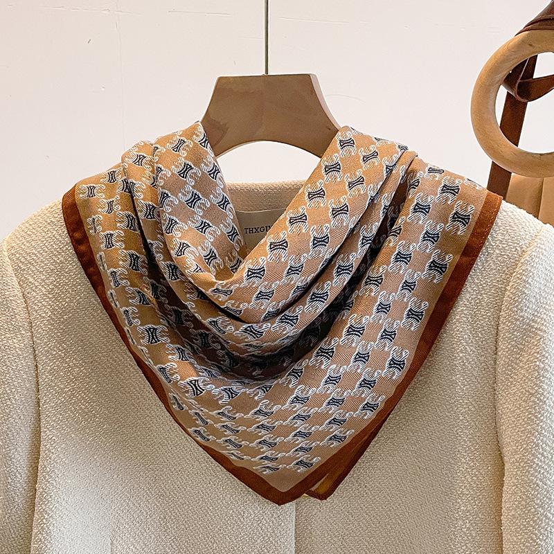 Orange Cashew Flower Cotton and Linen Hair Scarf  Small Square Scarf  Women's Thin Scarf  Linen Headscarf  Versatile Shirt