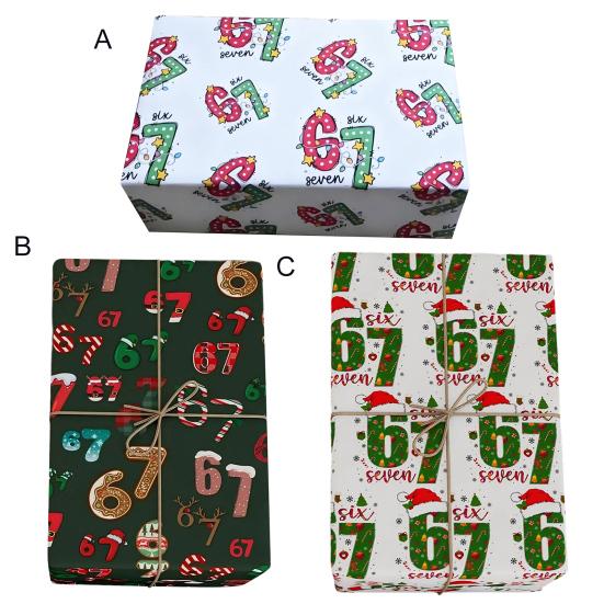 67 Christmas Wrapping Paper Funny 6 7 Meme Holiday Gift Wrap Santa Six Seven Festive Wrapping Paper for Teens Christmas Gift DIY Crafts
