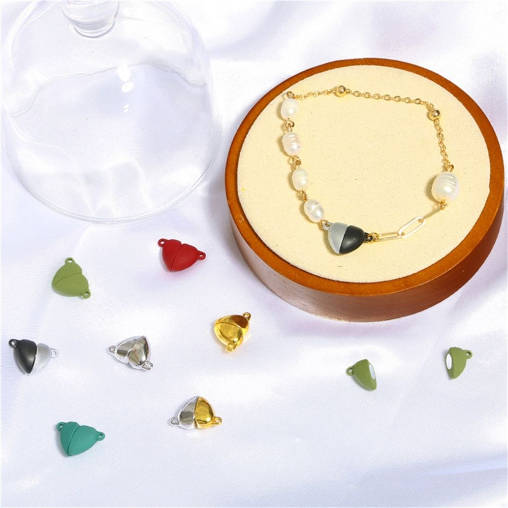 Necklace Beads End Caps Charms Connected Clasps Magnetic Buckle Love Heart Couple Bracelet