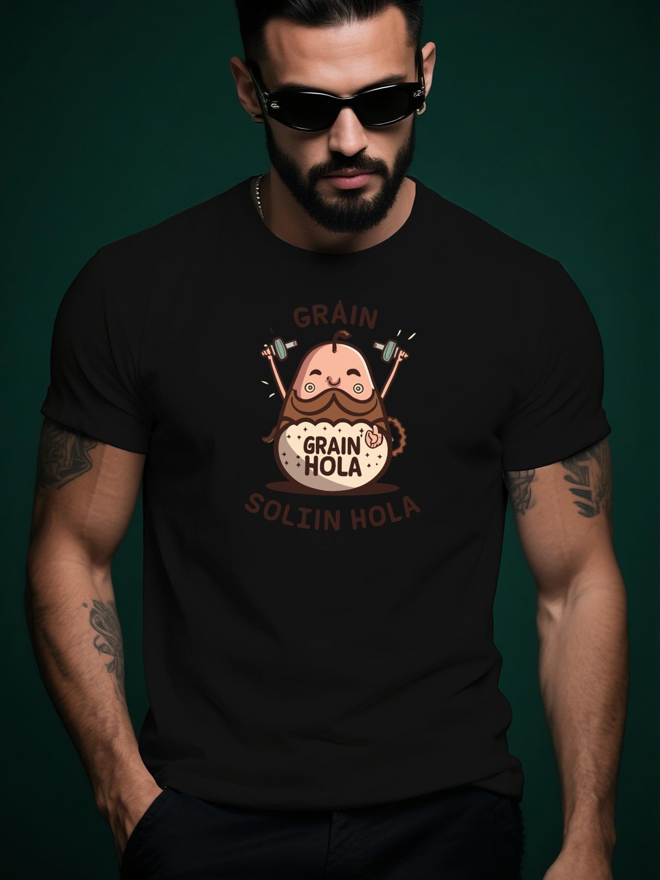 GRAIN Graphic Print Casual Tshirt - Summer Short Sleeve R... XXL