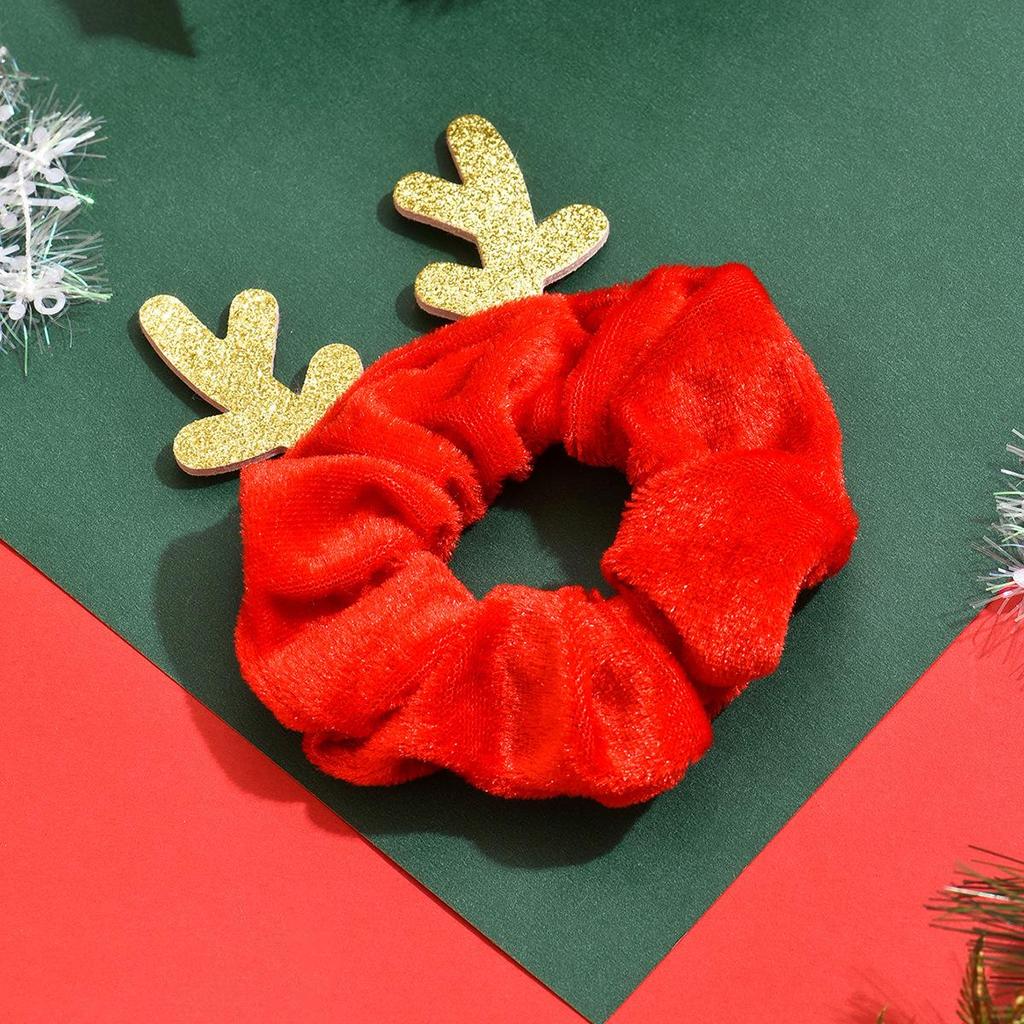 Festive Reindeer & Santa Hair Tie Set - Cute Christmas Headwear for Ponytails