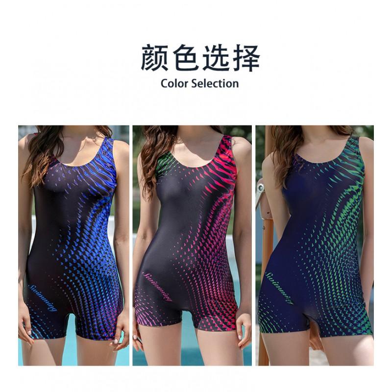 Womens Printed Sleeveless One-Piece Swimsuit Quick-Dry High-Elasticity Modest Swimwear Pool Beach Vacation Plus Size