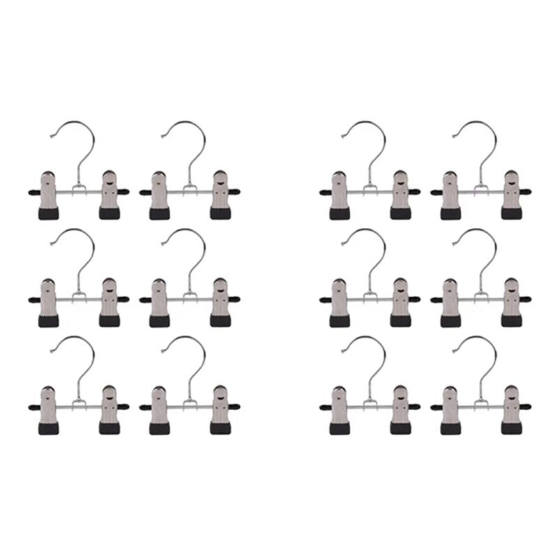 HHO-48Pcs Adjustable Stainless Steel Shoe Rack Pants Folder Boot Hanger Holder Portable Travel Laundry Hook Hanging Clip