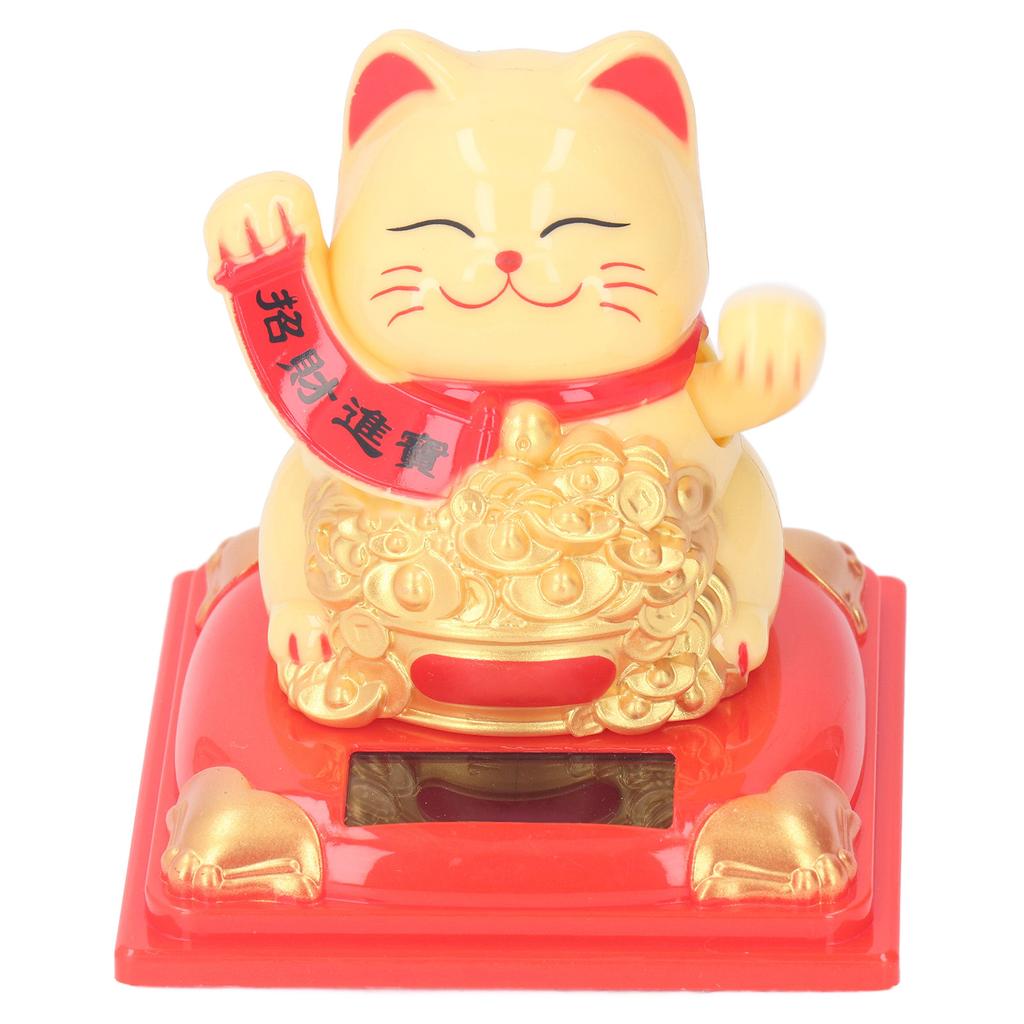 Cat Decoration Solar Power Arm Waving Fortune Cat Decorative Wealth Welcoming Cat Ornament for Car