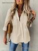 European American Women's Versatile Pocketed Long-Sleeve Lapel Shirt