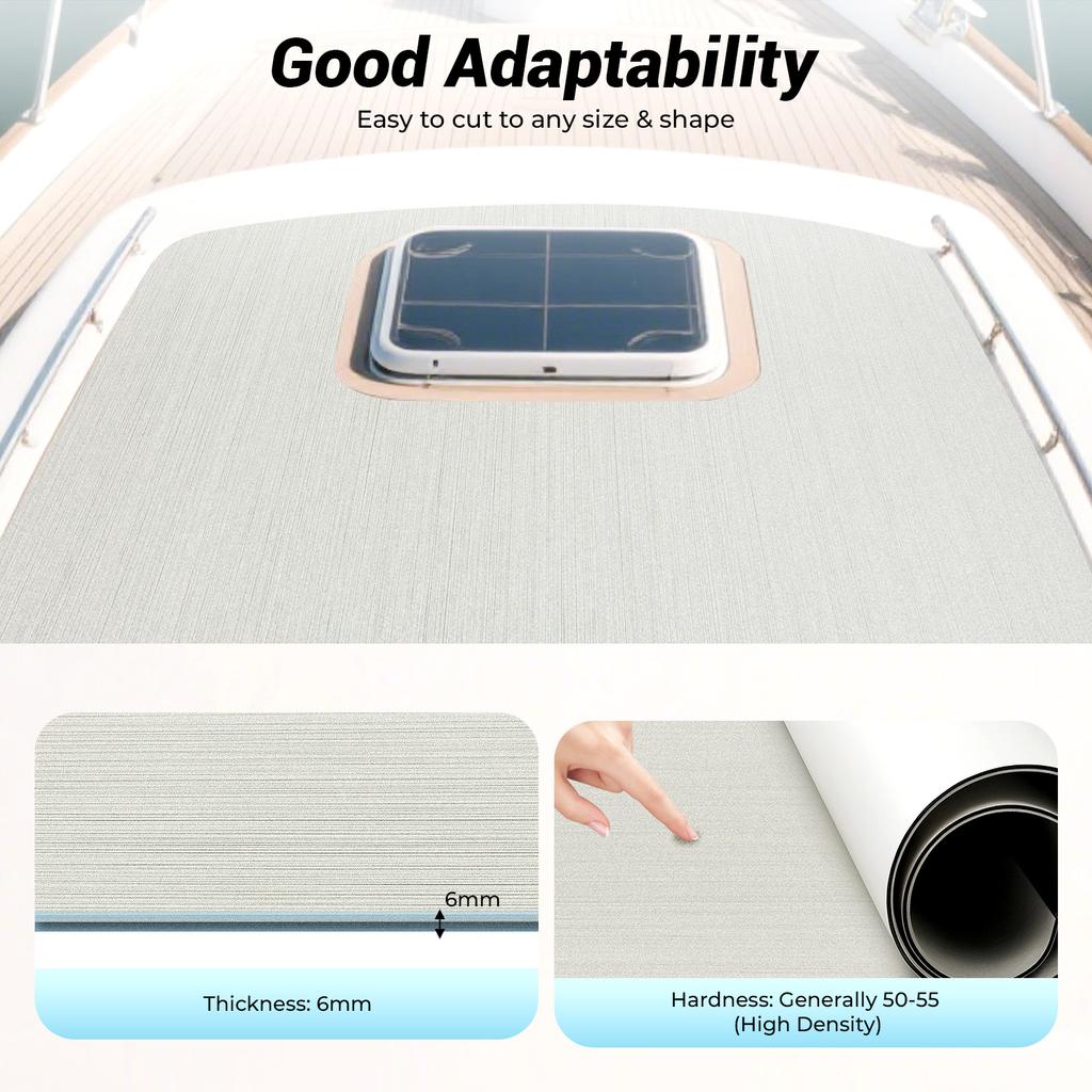 EVA Foam Exercise Mat - 6mm Thick Grey Floor Tile for Home Gym, Yoga, Pilates & Workout (94.49x35.43in) - Rectangle Fitness Mat