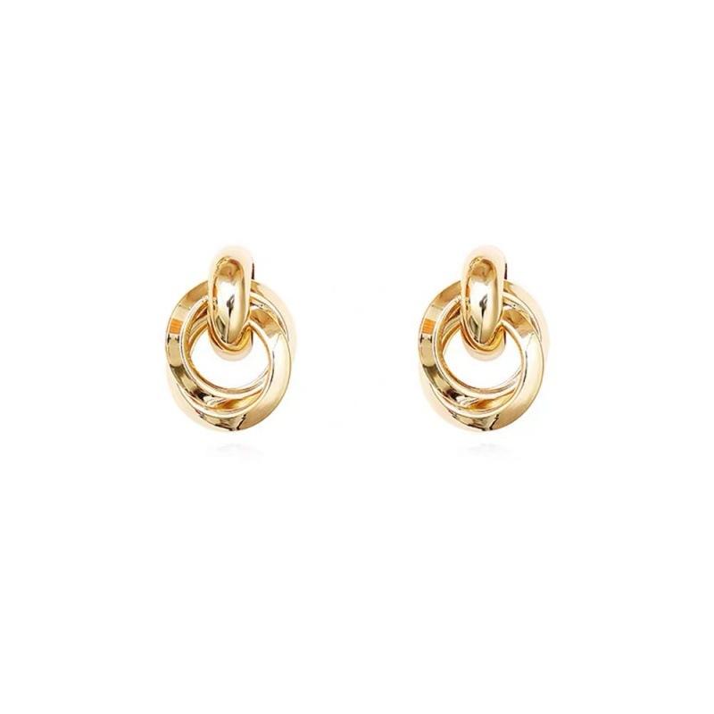 Simple and Cold Wind Metal Plain Ring Niche High-end Stud Earrings Versatile Personality Hot-selling Ear Jewelry