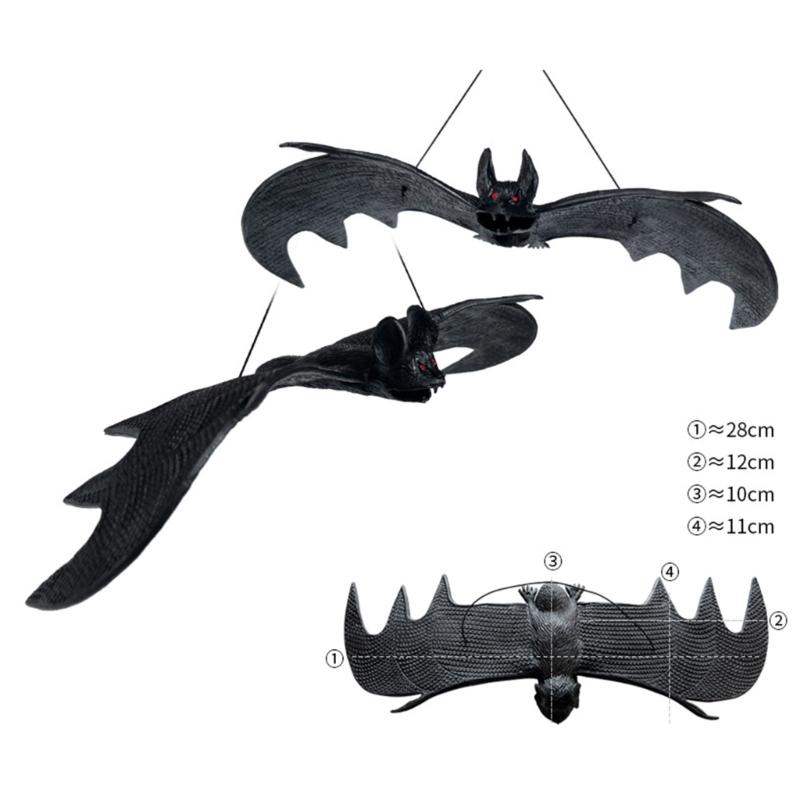 4Pcs Scary Realistic Bat Hanging Ornament Wall Hanging Decorations For Garden Window Display Halloween Celebration