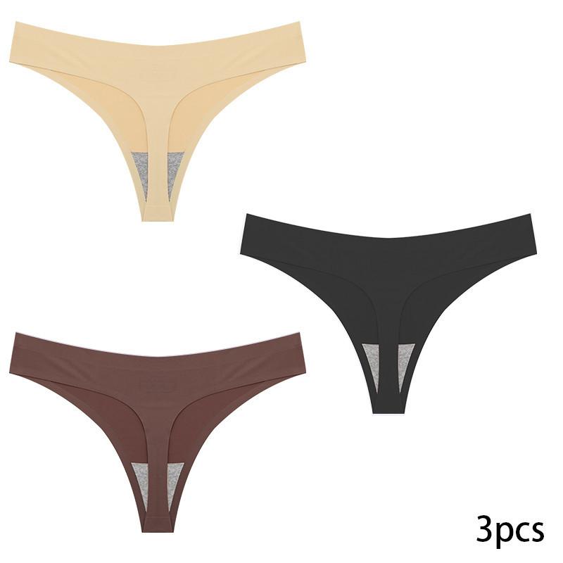 

FINETOO T-back 1/3Pcs Комплект стрінгів із заниженою талією Жіночі безшовні трусики бікіні зі стрингами М’які та зручні XL