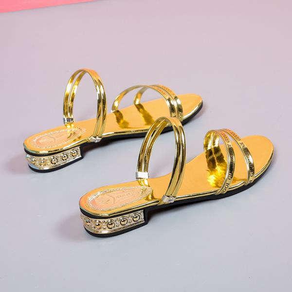 Fashion Female Shoes Low Slippers Flat Glitter Slides Big Size Fashion 2025 Soft Jelly Luxury Scandals Crystal Big Size Flat Shoes Femal