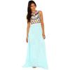 Elegant Women Round Neck Sleeveless Geometric Print Chiffon Dress Long Floor Length Stylish Casual Attire