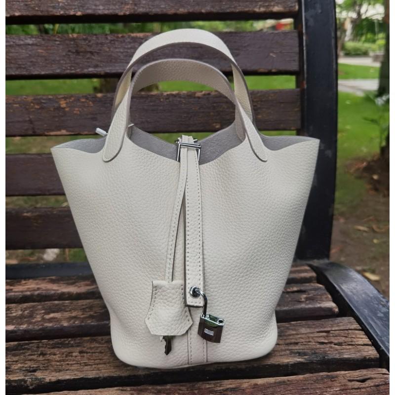 Mini Borsa a Secchiello in Vera Pelle Togo da Donna Borsa a Mano Morbida Strutturata In Vari Colori