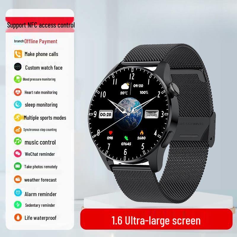 T09 Sport Smartwatch GT8: Waterproof with Heart Rate, Blood Pressure, Blood Oxygen Monitoring, Offline Payment, and NFC.