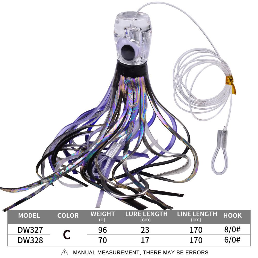 Slepeagn, subagn, akryl blekksprut mykagn, resin biomimetisk falsk agn, havfiske båtfiske slepeagn, subagn fiskeutstyr