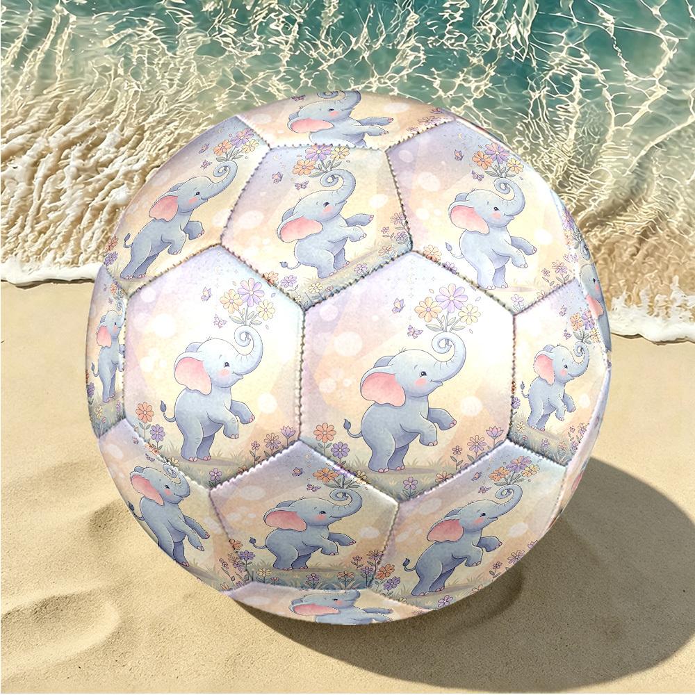 1pc Elephant Flowers Standard Size 5 Wear Resistant Football, Indoor Outdoor Soccer Ball for School Park Grass Training & Daily zq71017