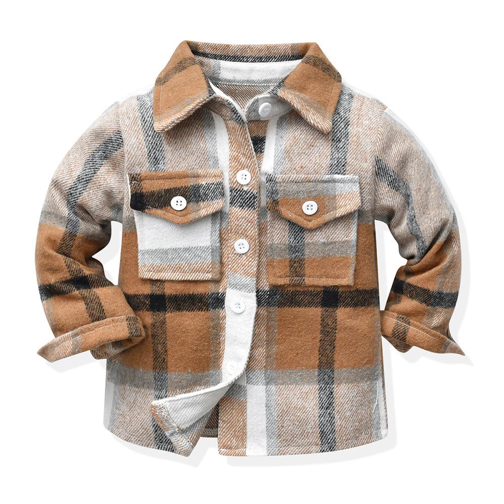 Kinder Baby Plaid Shirt Jacke Casual Revers Langarm Button Up Cardigan Jacke Mantel für Jungen