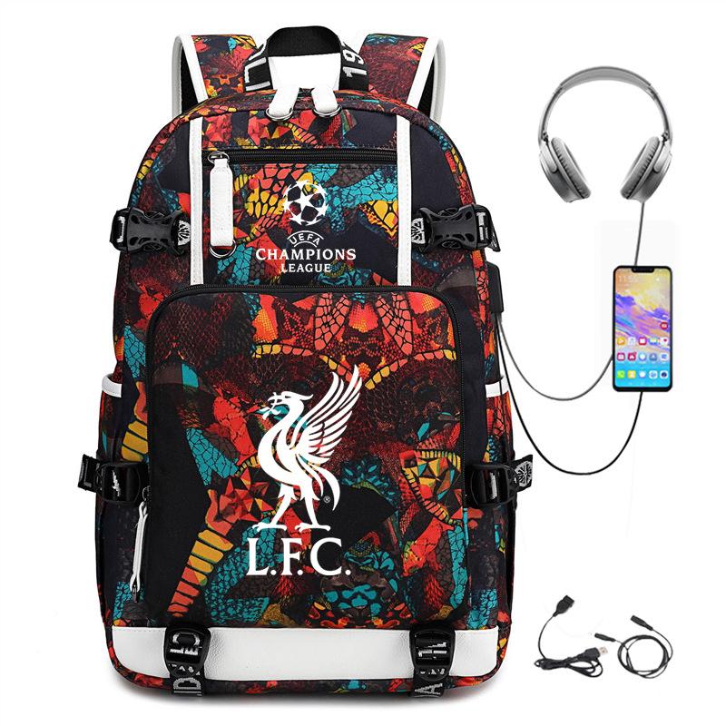 Football Printed Student Backpack Multifunctional Usb Interface Large Capacity Leisure Travel Backpack