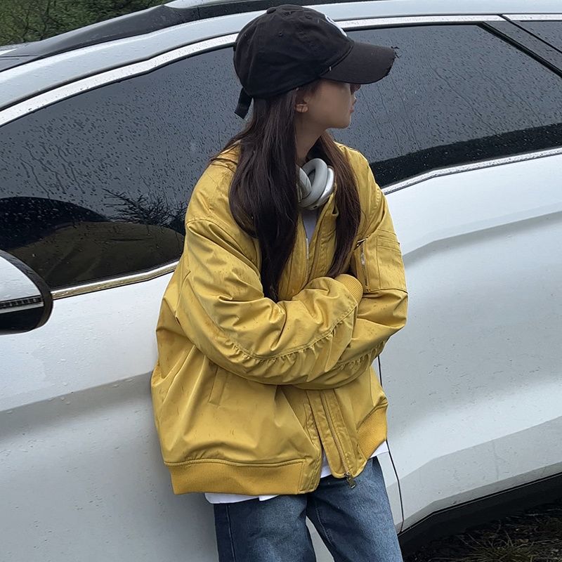 

Женская зимняя бейсбольная куртка с хлопковой подкладкой свободного кроя XL жёлтый