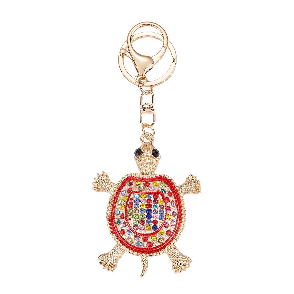 Colorful Rhinestone Sea Turtle Keychain - Creative Animal Pendant